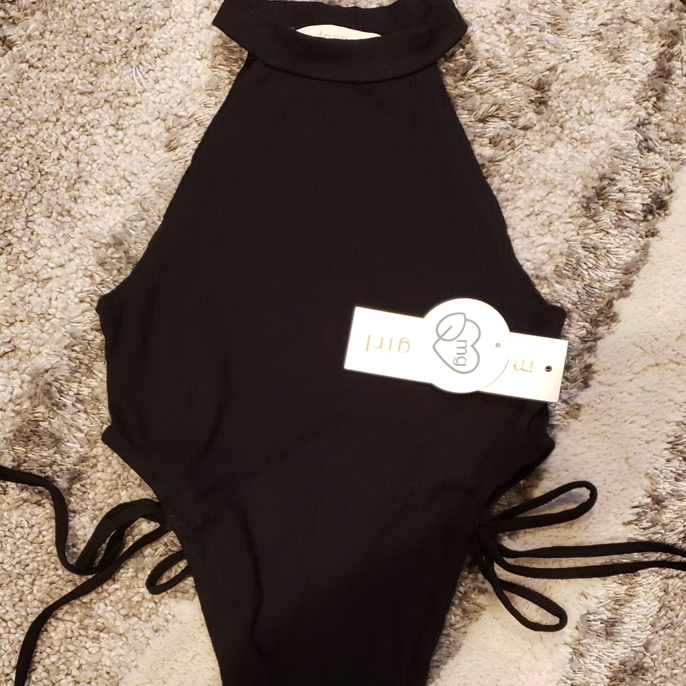 MaddenGirl Black Scoop Neck Bodysuit